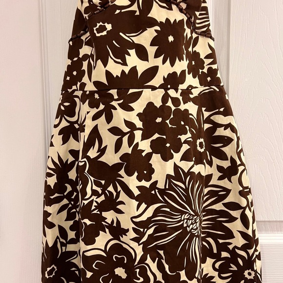 VNTG Donna Ricco Y2K Brown and Cream Floral‎ Halter Mini Dress - Picture 6 of 9